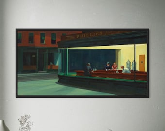 Edward Hopper Nighthawks Leinwand Kunst | 1942 berühmte Malerei Poster Print, American Modern Art Decor