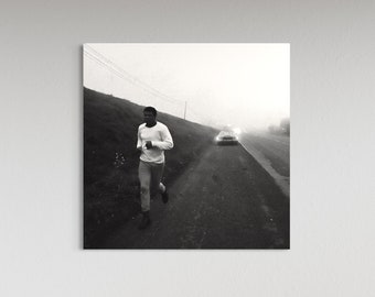 Lienzo de Muhammad Ali corriendo al costado de la carretera, póster de boxeo, arte deportivo, decoración de cuevas masculinas.