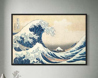 The Great Wave off Kanagawa Hokusai Canvas Wall Art Print | Poster Print Reproduction Ukiyoe Japanese Art Ink Iconic