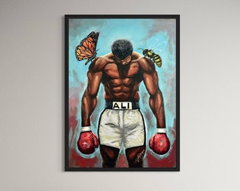 Poster Mural ART - Muhammad Ali Et Les Beatles, Impression Sur Toile Moderne !