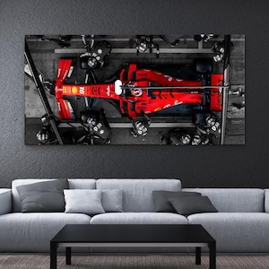 Formel 1 Ferrari - Motivationsleinwand Kunst Poster Druck, F1 Eins Moderne Sportwagen gerahmt Kunst Dekoration Geschenkidee