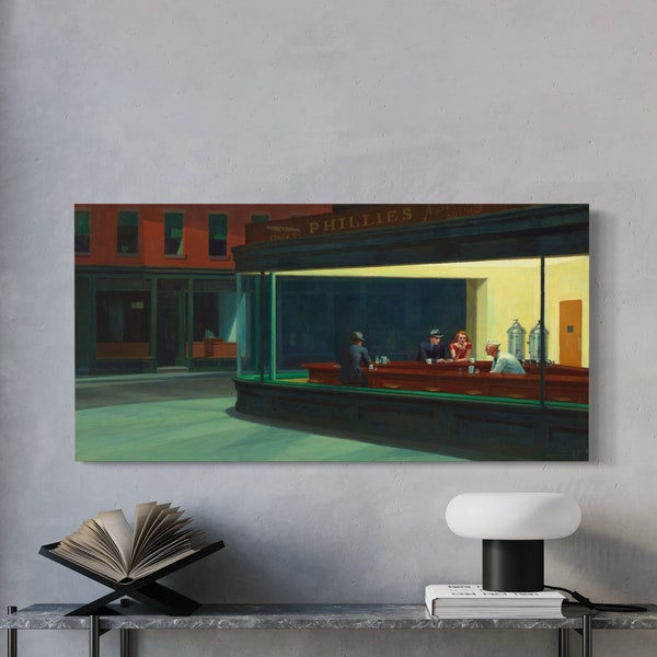 Edward Hopper Nighthawks 1942 Canvas Wall Art Print Reproduction, Modern Abstract Poster Print, American Modern Art