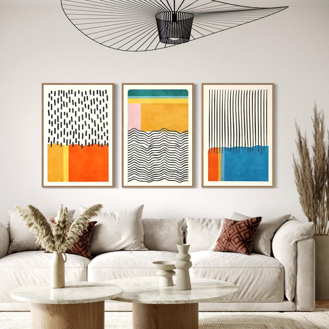 Bauhaus Framed Wall Art Set of 3 Canvas / Poster Prints | Mid Century ...