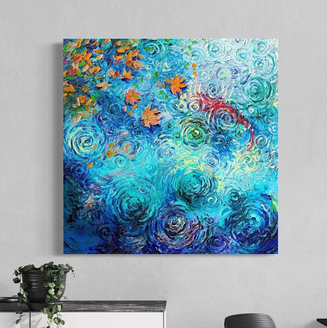 Autumn Koi Canvas Wall Art Modern Print, Interior Decorative Fine Art