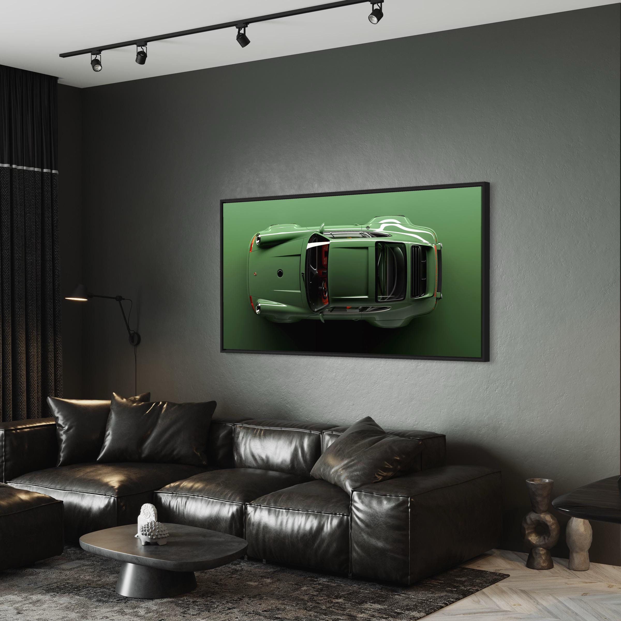 Green Porsche 911 Canvas / Poster Wall Art | Motivational Sports Car Print | Modern Car Lovers Decor | Automotive Gift Idea