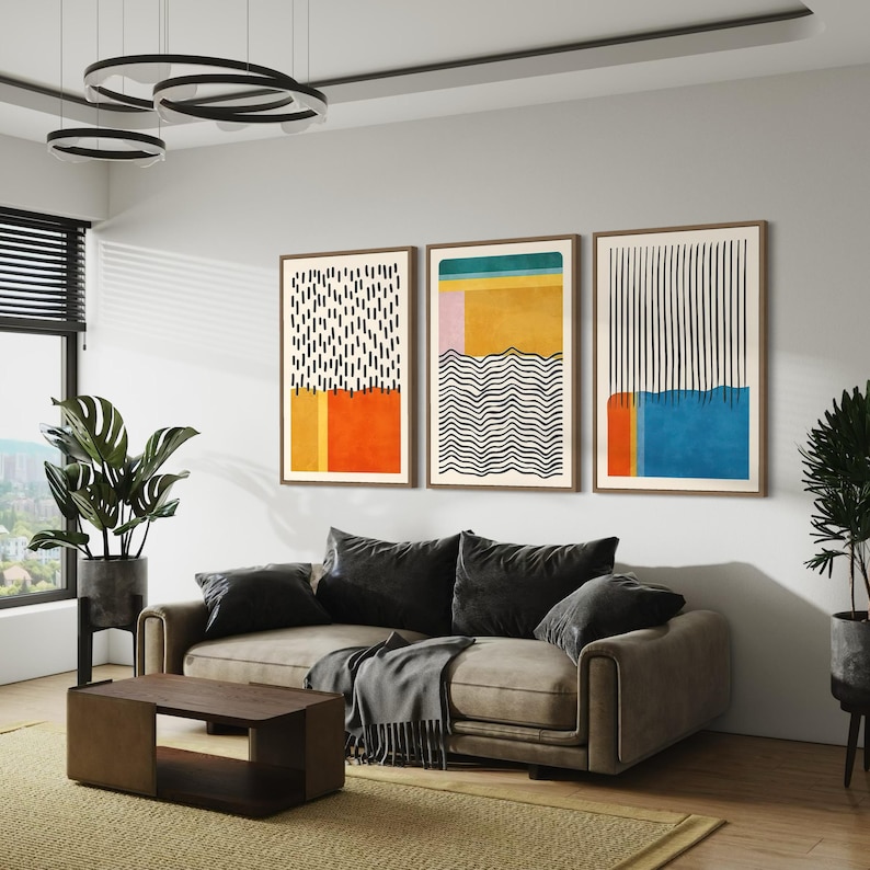 Bauhaus Framed Wall Art Set of 3 Canvas / Poster Prints | Mid Century ...