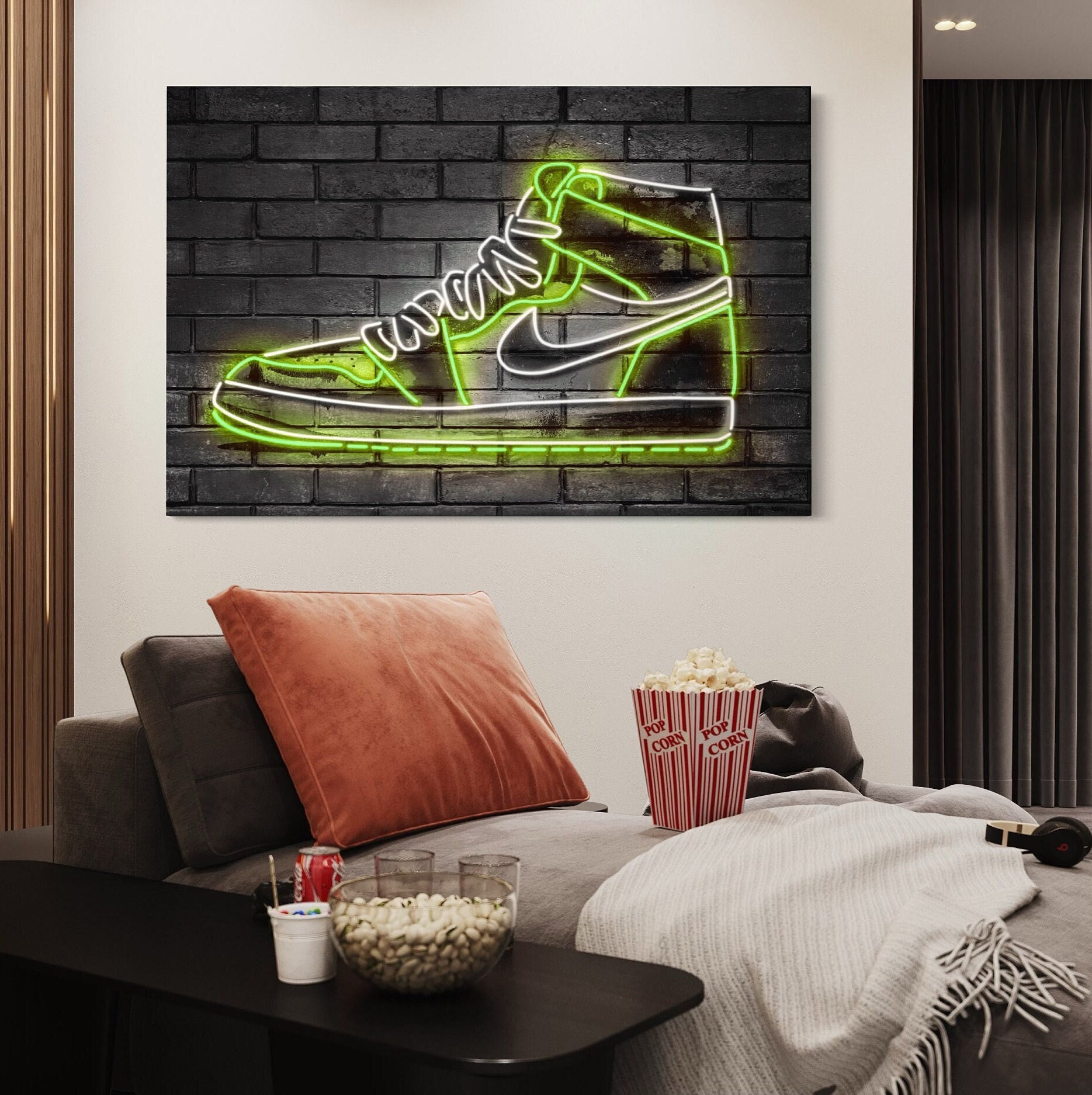 Nike Air Jordan 1 Canvas Wall Art Green Neon Light / Poster Etsy