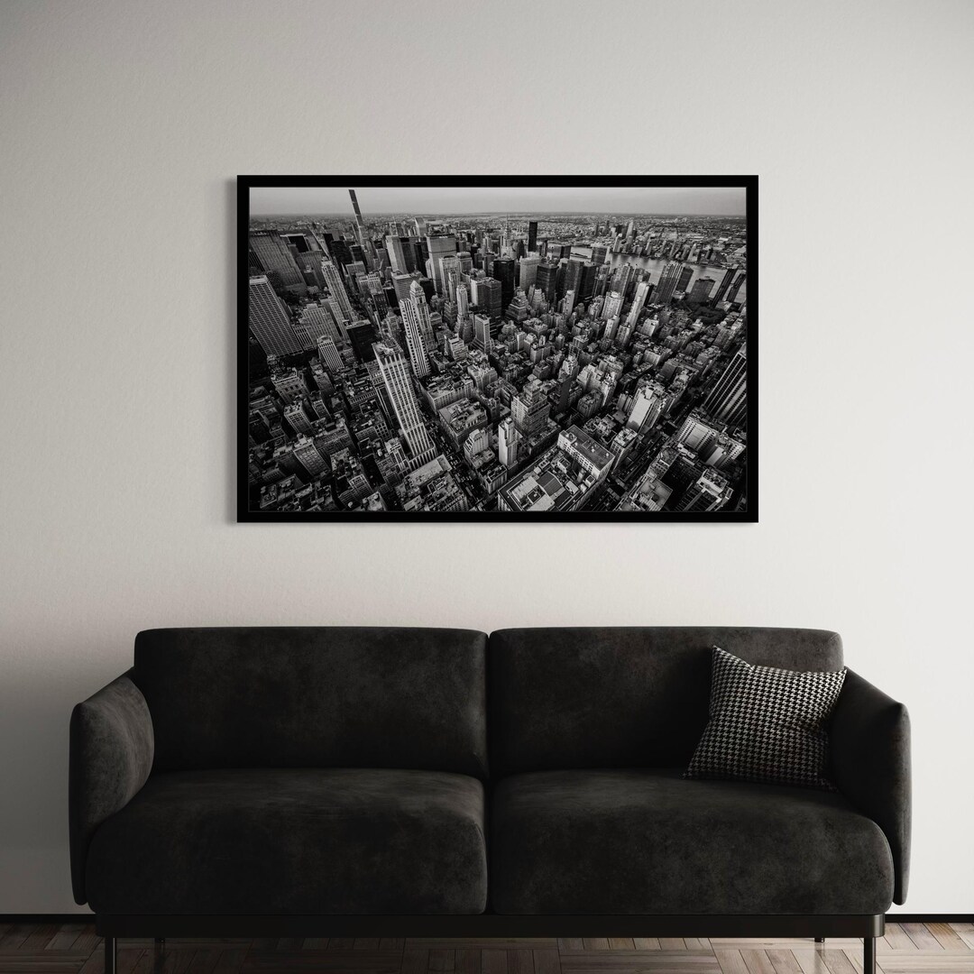 New York City Aerial View Canvas Wall Art | Panoramic NYC Poster Print ...