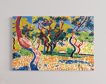 Andre Derain Trees in Collioure (Arbres a Collioure) - Fauvism Art, Masterpiece Painting, Wall Art Canvas, Poster Print