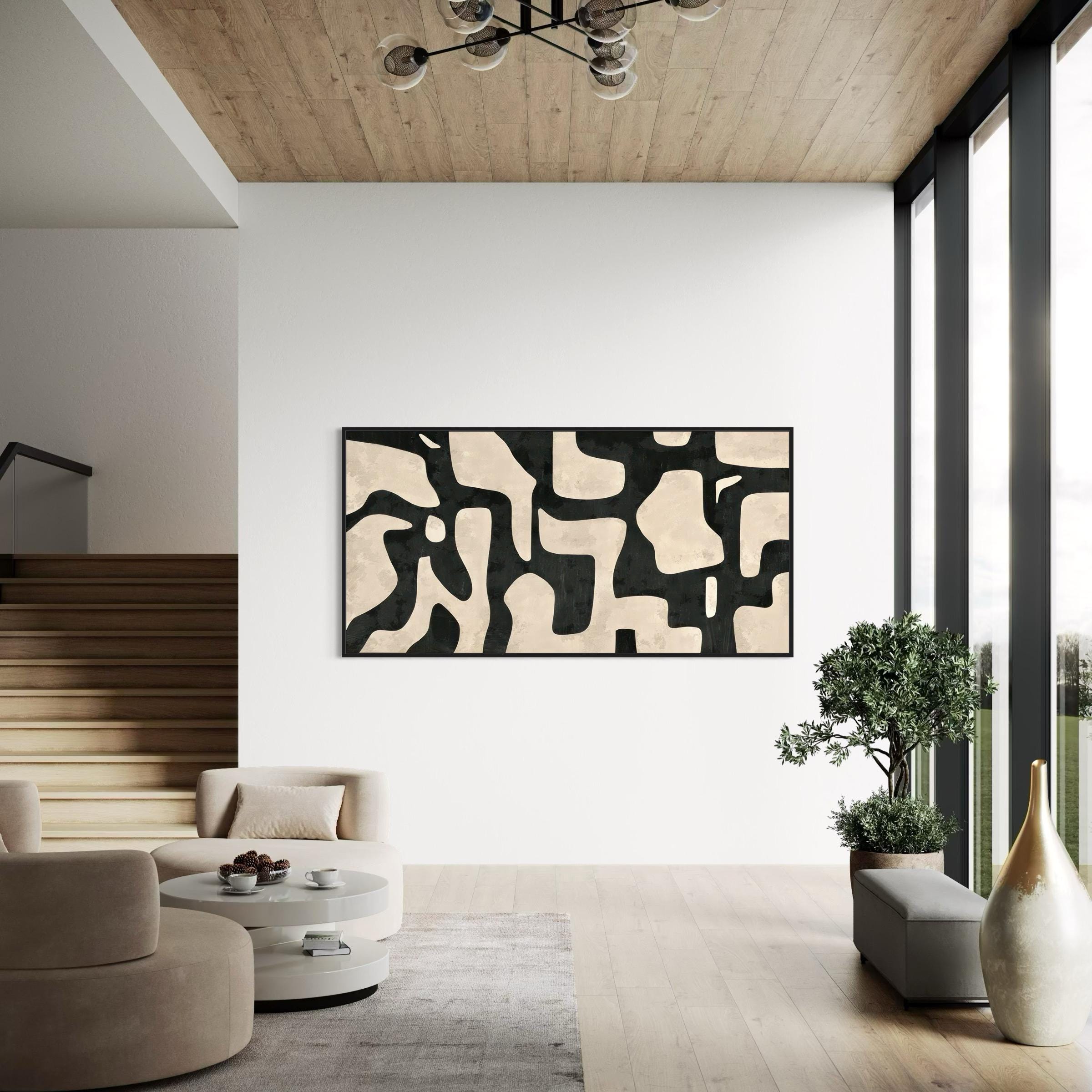 Mid Century Modern Framed Canvas / Poster Print Wall Art | Abstract ...