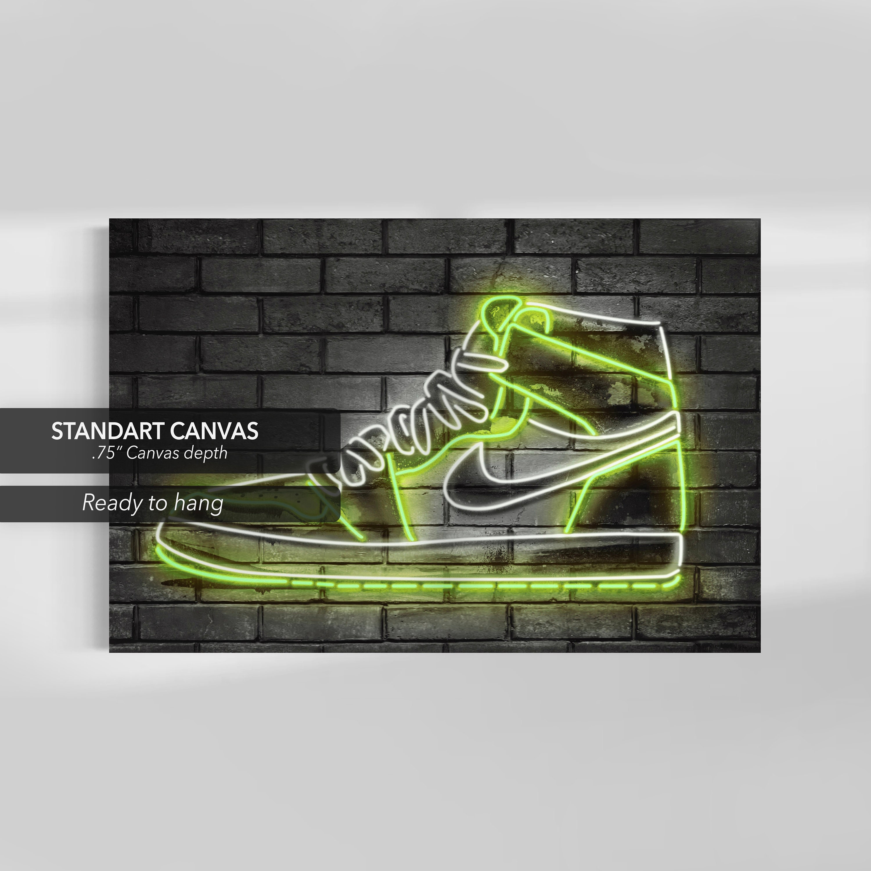 Nike Air Jordan 1 Canvas Wall Art Green Neon Light / Poster Etsy