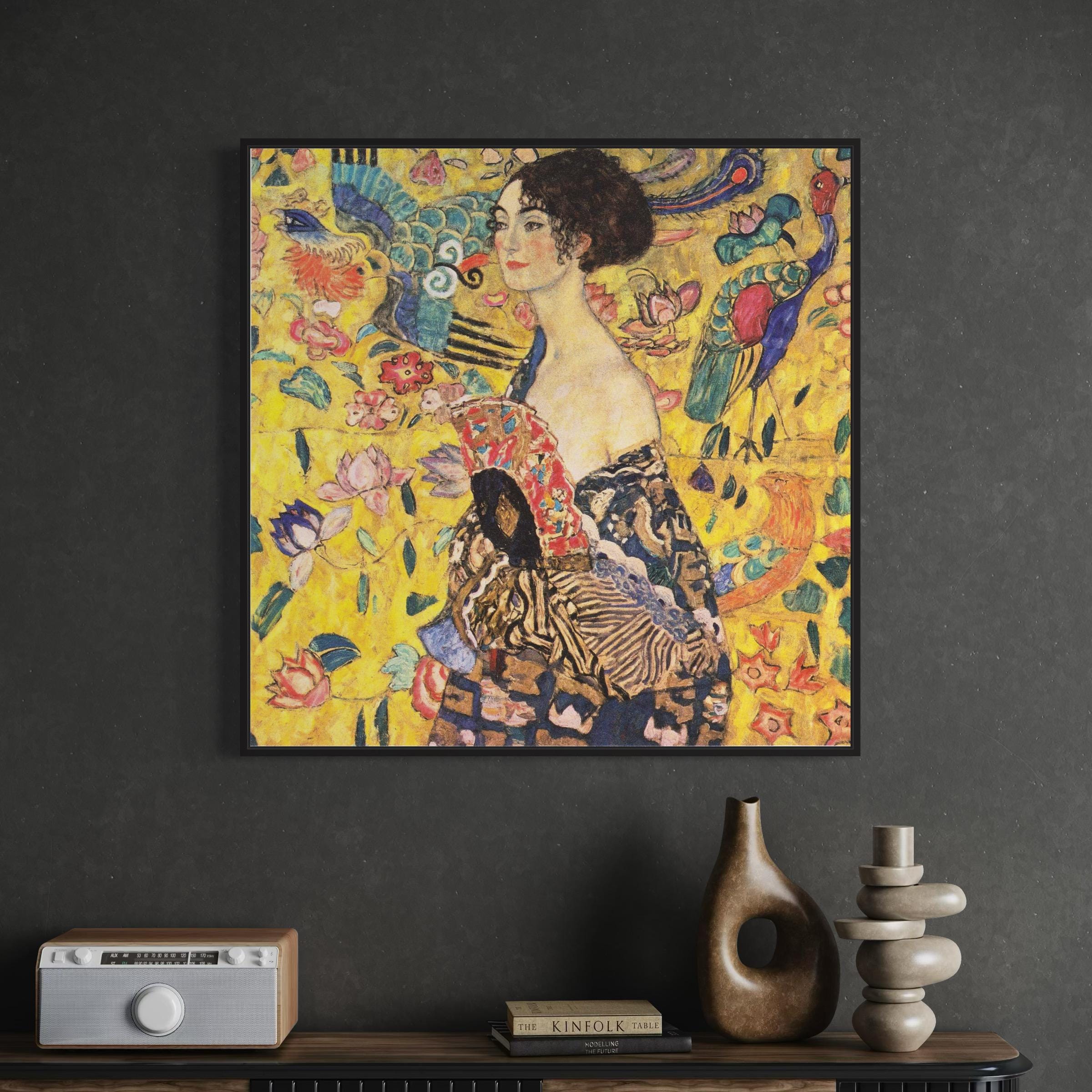 Gustav Klimt Lady With Fan Canvas Wall Art | Oriental Style Poster ...