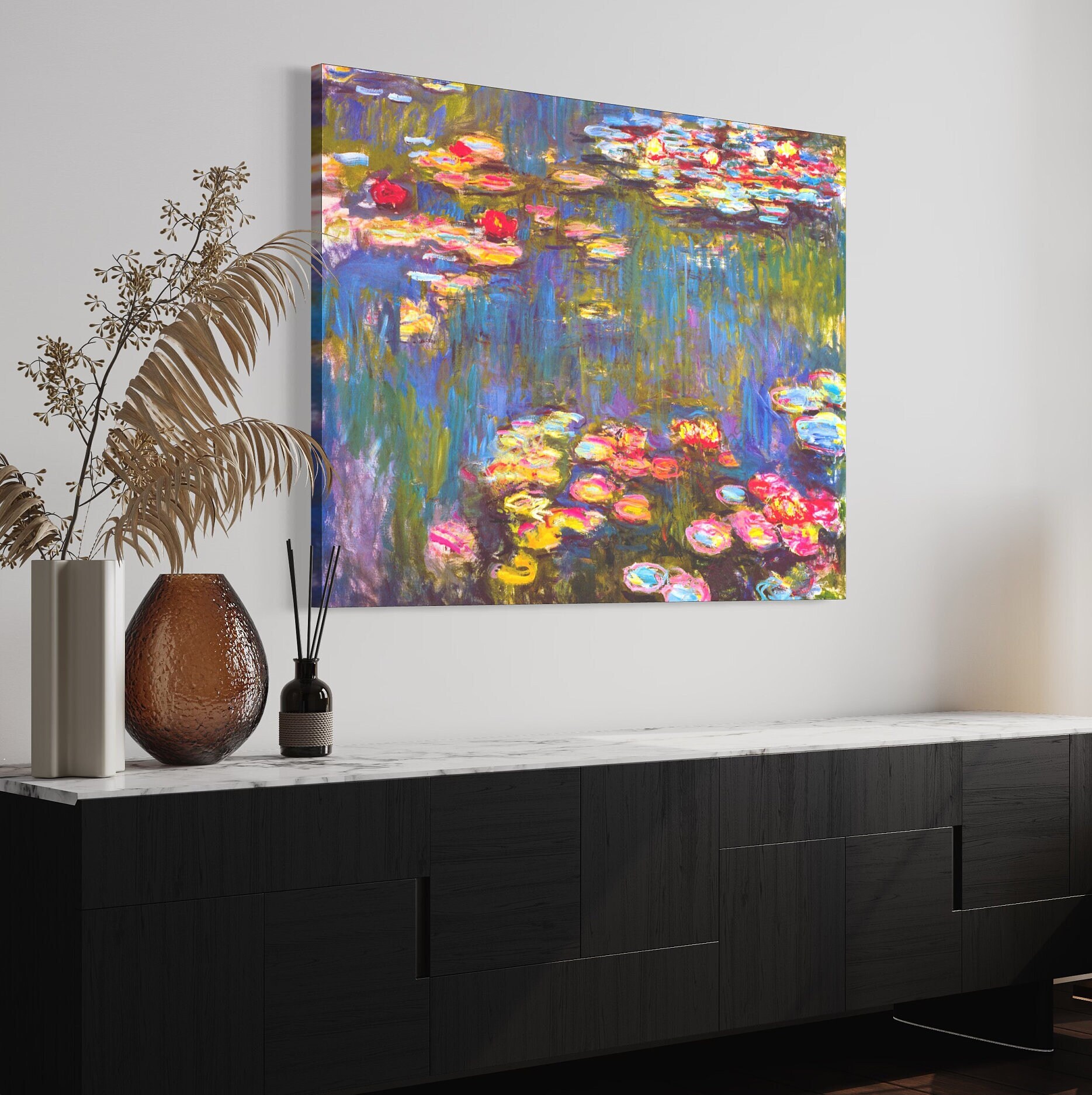 Water Lilies by Claude Monet Canvas Wall Art Print Reproduction, Famous ...