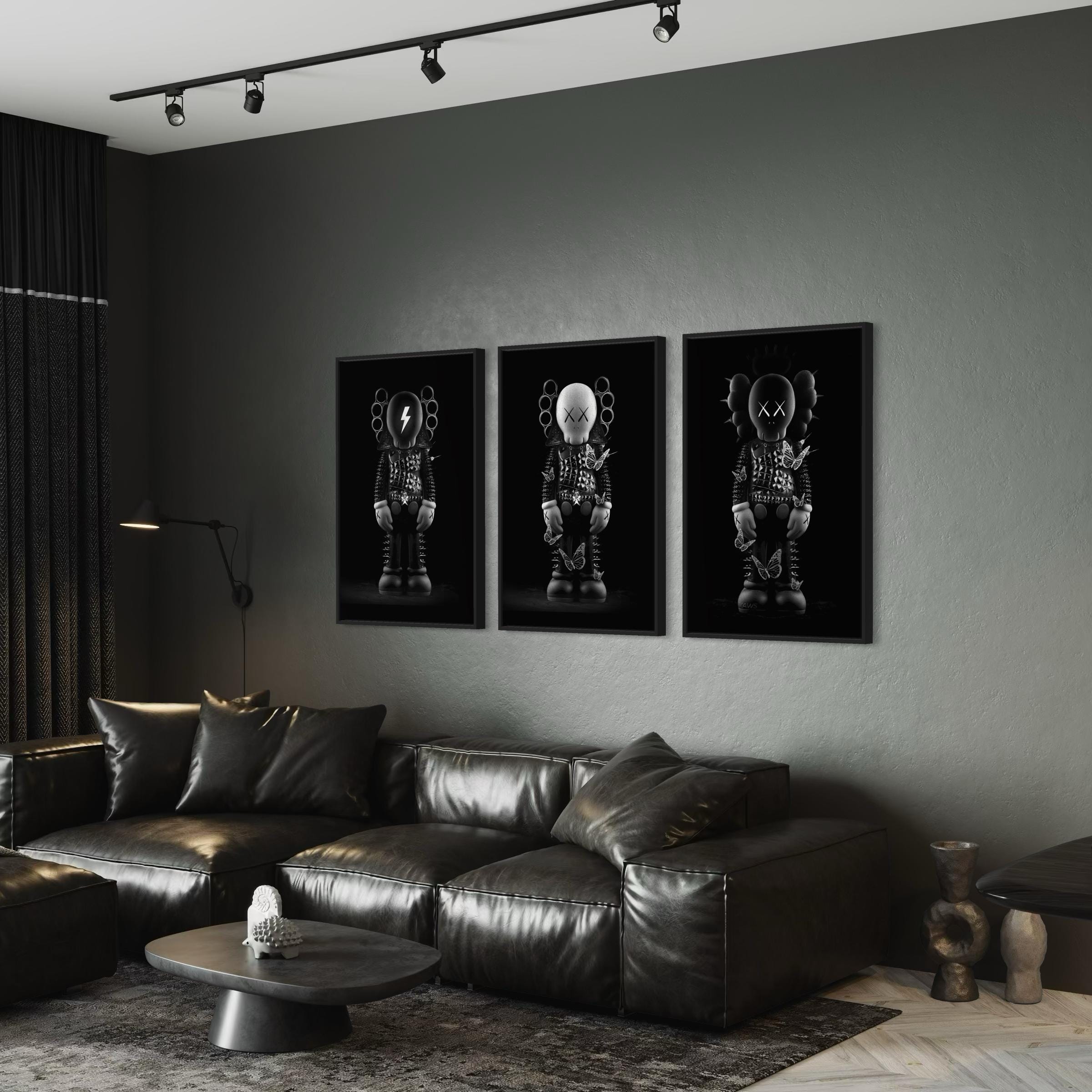Juego de 3 lienzos decorativos de Kaws / 3 pósteres con figuras de Kaws / Mezcla de impresiones de arte moderno Hypebeast / Decoración para el hogar y la oficina