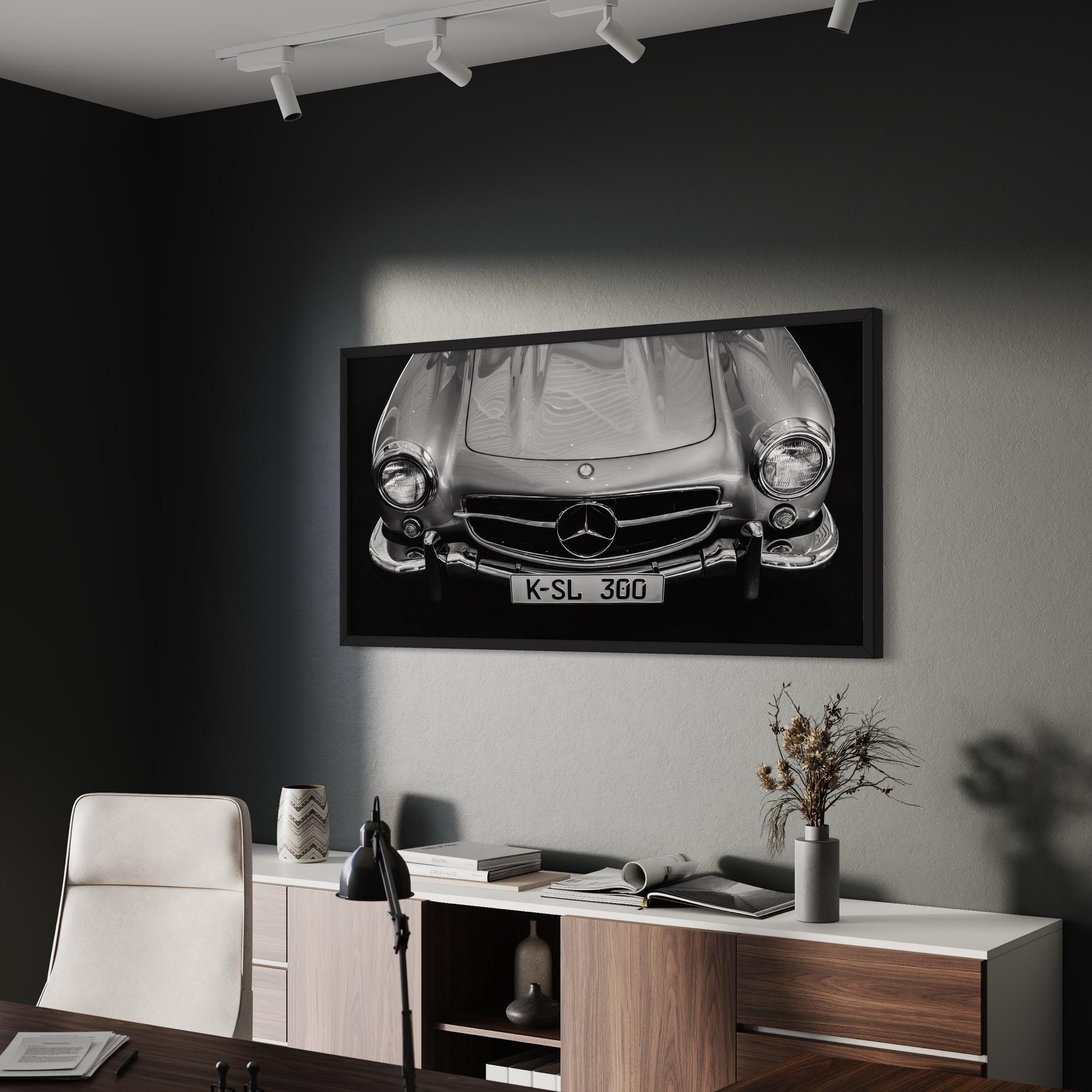 Mercedes-Benz SL 300 Classic Car Canvas Wall Art | Vintage Poster Print | Framed or Unframed