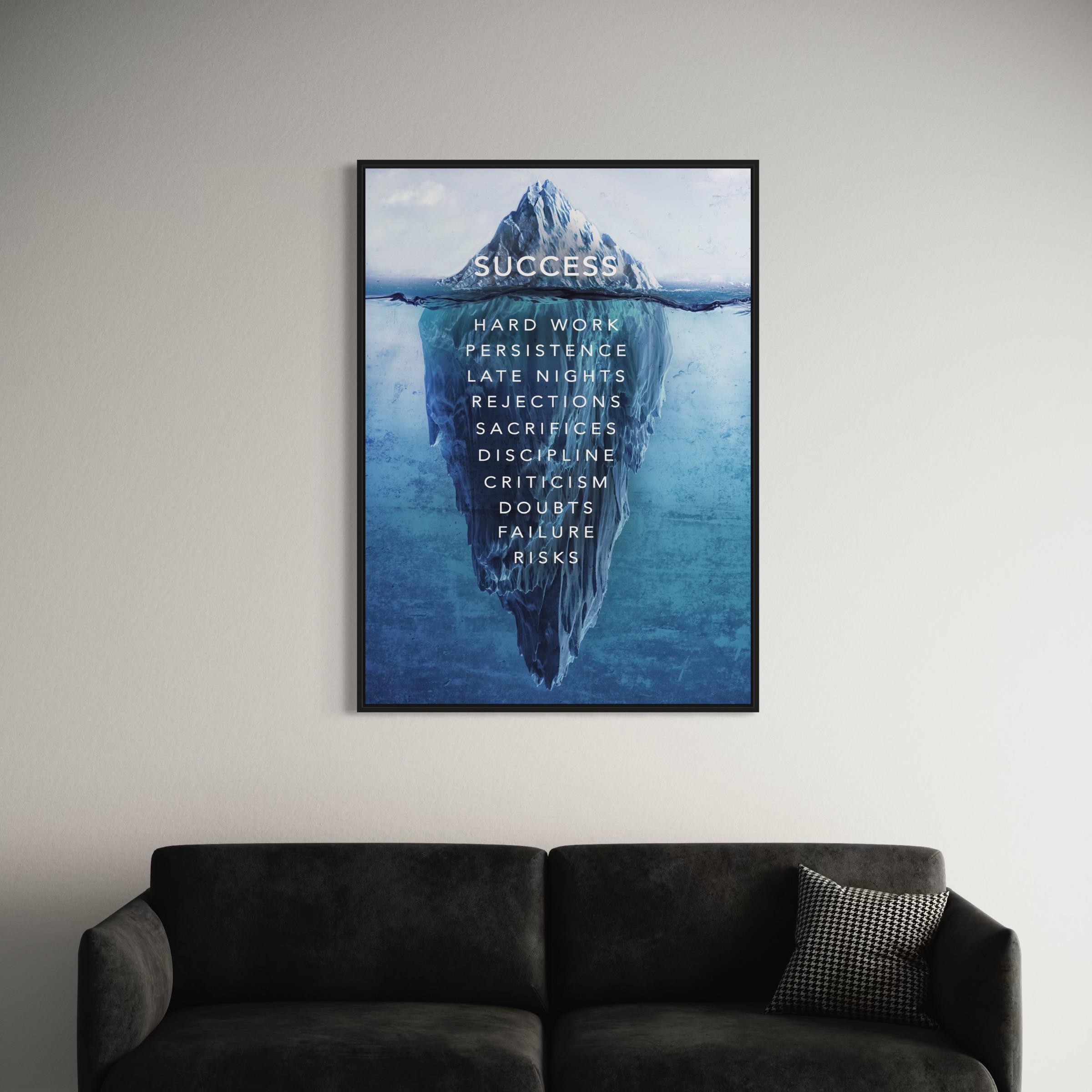 Success Iceberg Motivational Canvas Wall Art | Poster Print, Entrepreneur Modern Art Decor Gift Idea