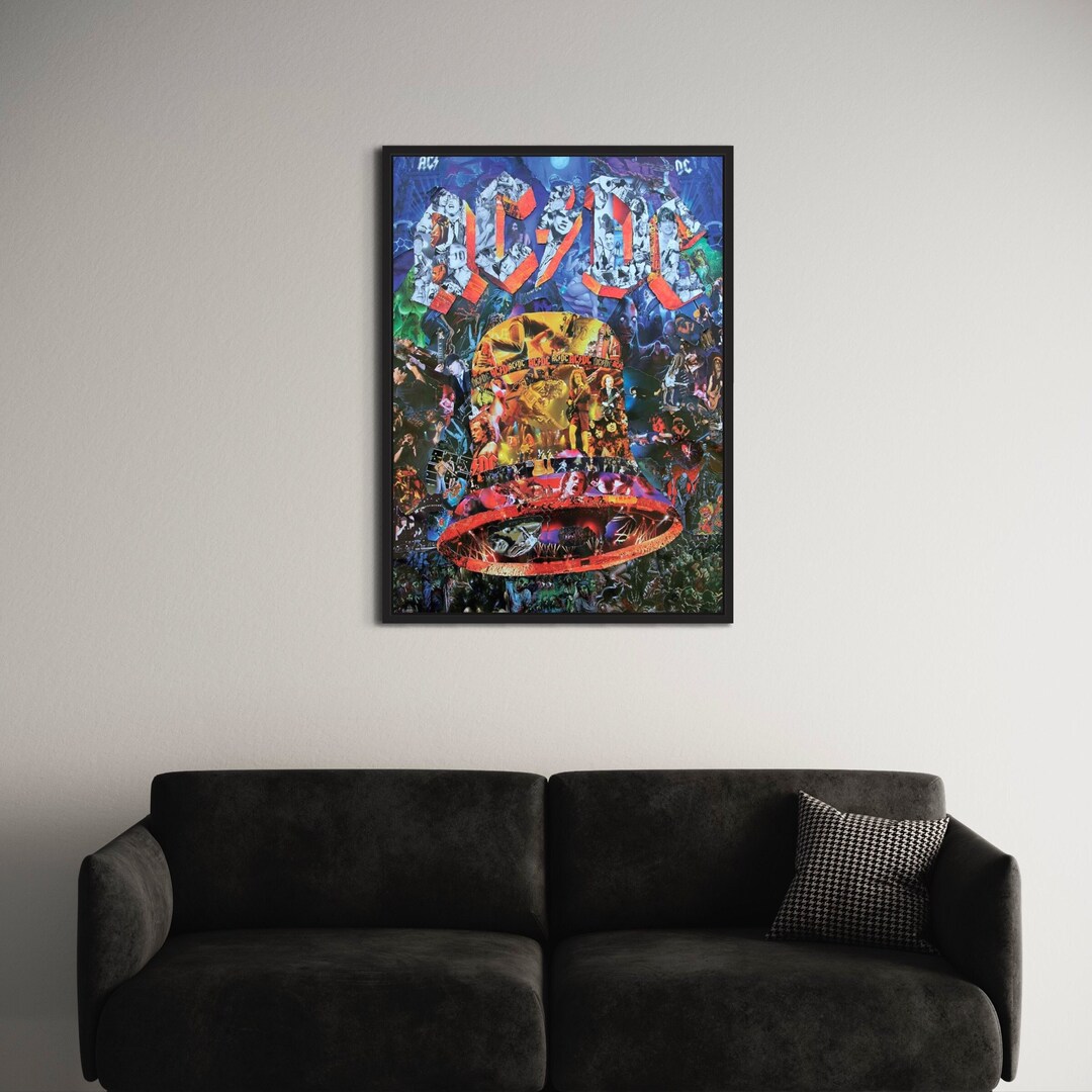 Hells Bells AC/DC Collage Canvas Wall Art Vintage Rock Poster Print ...