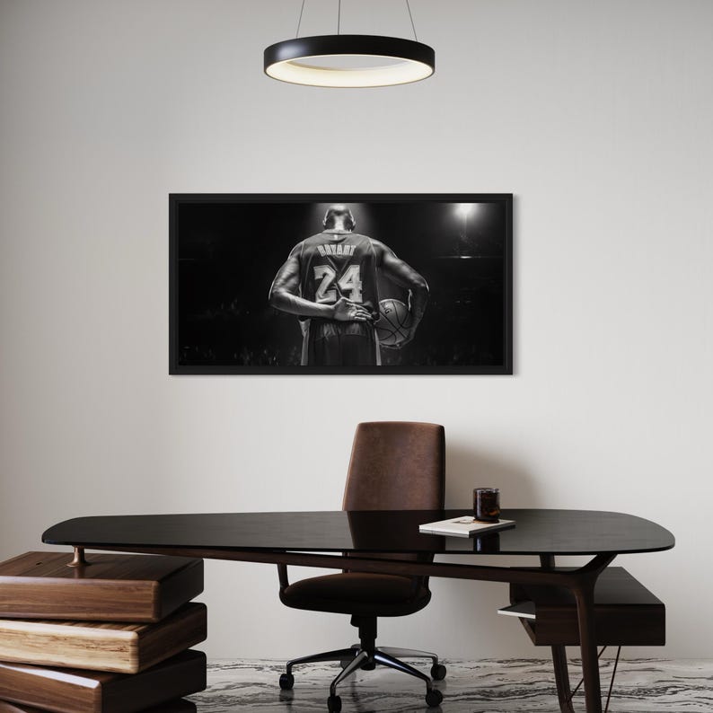 Kobe Bryant Black and White Canvas Wall Art Poster Iconic Basketball