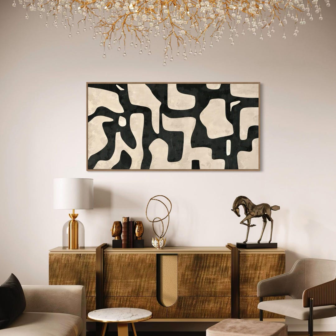 Mid Century Modern Framed Canvas / Poster Print Wall Art | Abstract ...