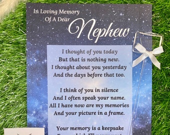 In Loving Memory Of A Dear Nephew Grave Card Funeral Tribute