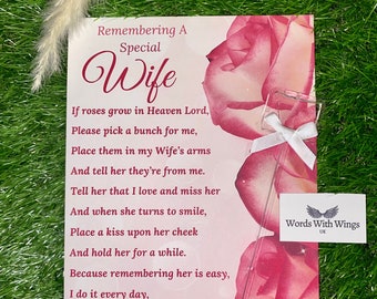 Dear Wife In Heaven Memorial Graveside Card Grave ornament 