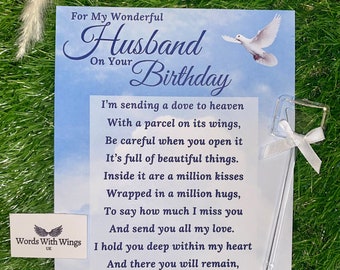 Para mi maravilloso esposo en tu cumpleaños Tarjeta para la tumba Homenaje fúnebre / Adorno para la tumba del esposo En memoria amorosa / Cumpleaños celestial Esposo