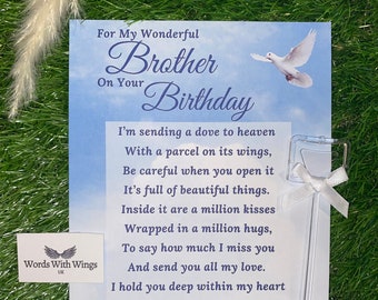 For My Wonderful Brother On Your Birthday Grave Card Funeral Tribute | Brother Grave Ornament In Loving Memory | Heavenly Birthday Brother