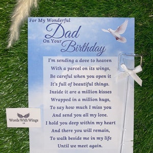 For My Wonderful Dad On Your Birthday Grave Card Funeral Tribute | Dad Grave Ornament In Loving Memory | Heavenly Birthday Dad Poem Card