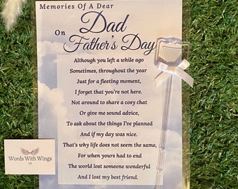 Recuerdos de un querido papá en la tarjeta del Día del Padre / Tarjeta Conmemorativa / Tarjeta de Tumba de Papá / Adorno de Tumba de Papá / Tarjeta del Día del Padre de Papá / Día del Padre