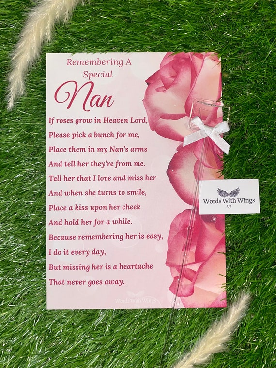 Remembering A Special Nan Grave Card Nan Funeral Tribute Etsy UK