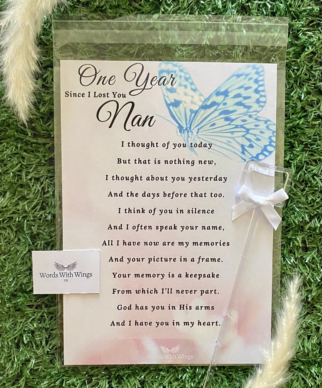 One Year Since I Lost You Nan Grave Card Memorial Card Grave Ornament
