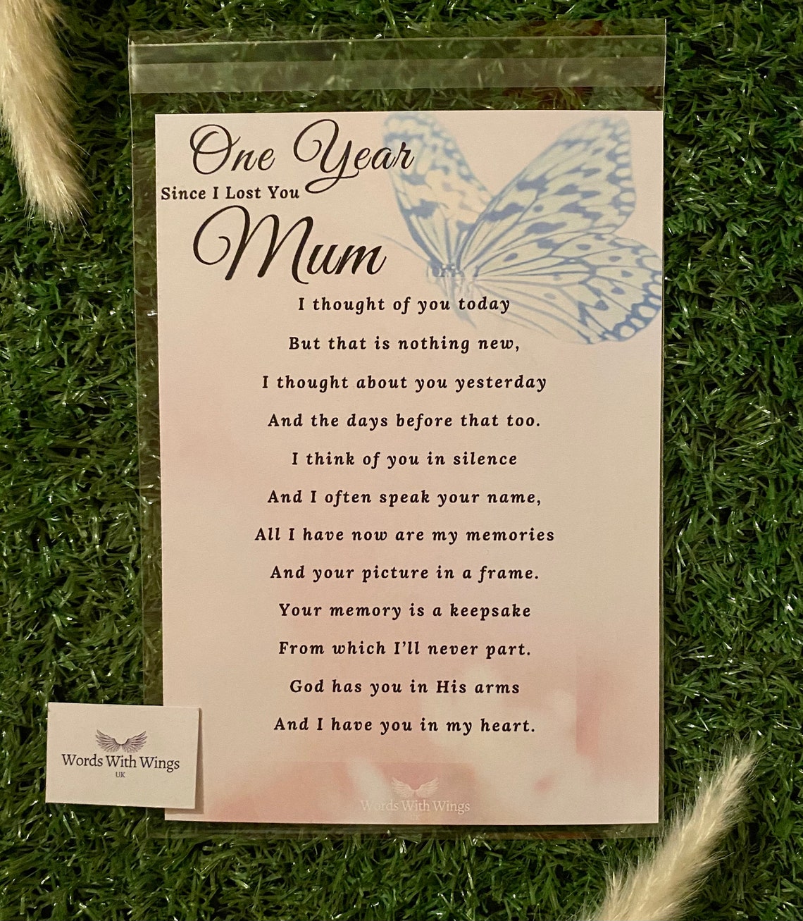 One Year Since I Lost You Mum Grave Card Memorial Card Etsy UK