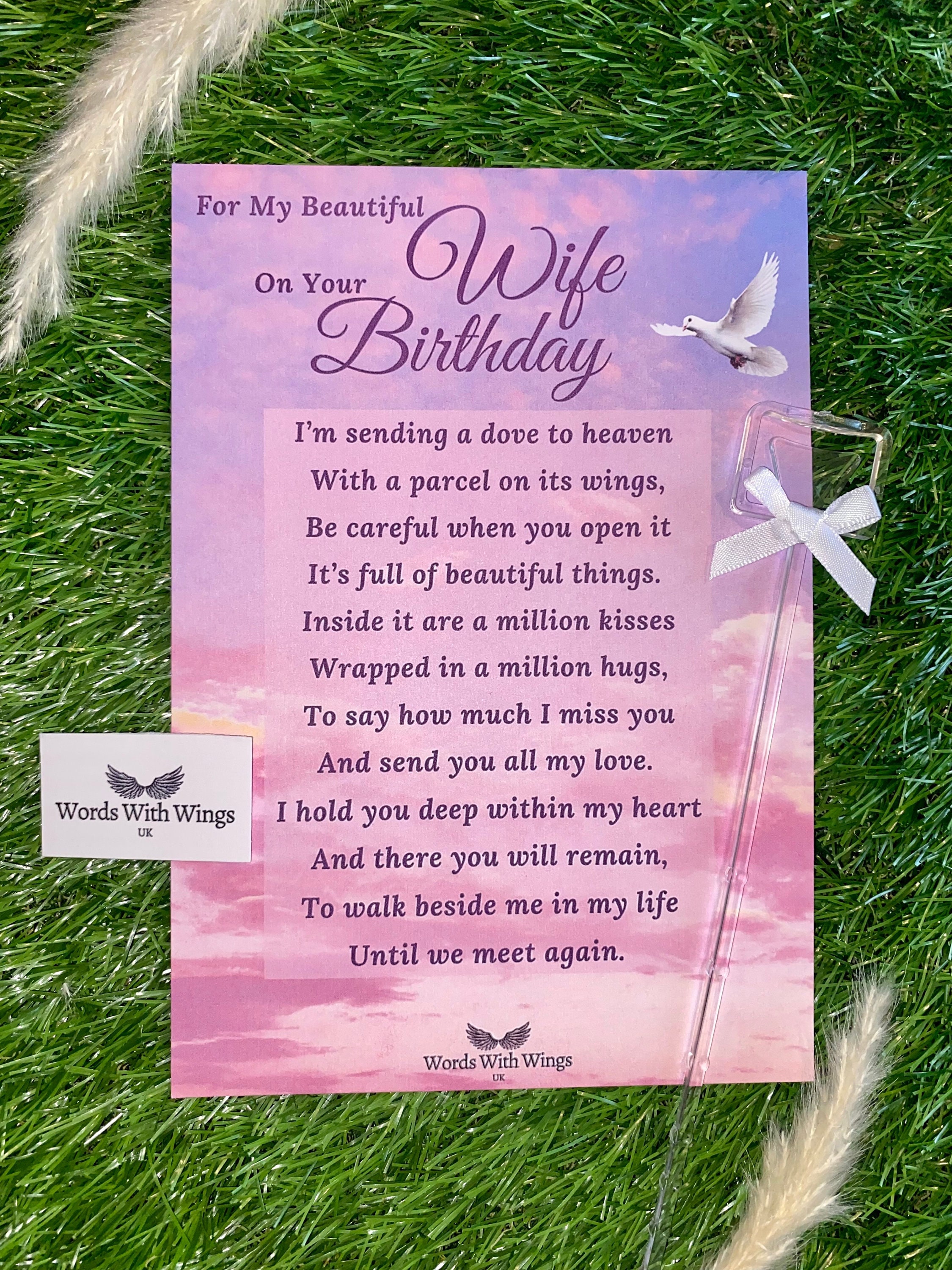 In Loving Memory Nan Graveside Waterproof Memorial Card, Sentiment Poem, Tribute | UK