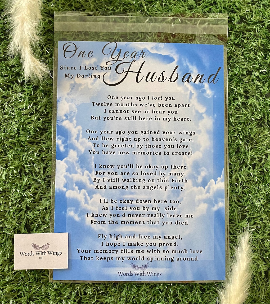 One Year Since I Lost You My Darling Husband | Grave Card Memorial Card ...