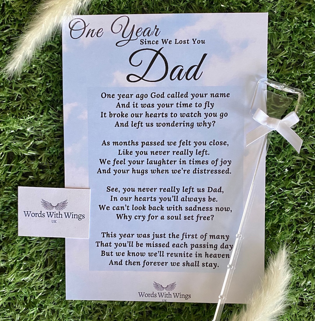 One Year Since We Lost You Dad Grave Card Memorial Card Dad Grave Ornament Miss You Dad Dad