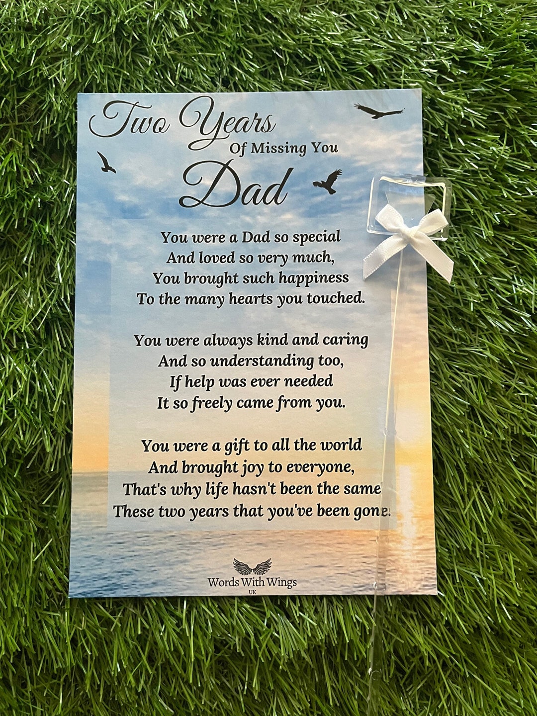 Two Years of Missing You Dad Grave Card Memorial Card Dad Grave