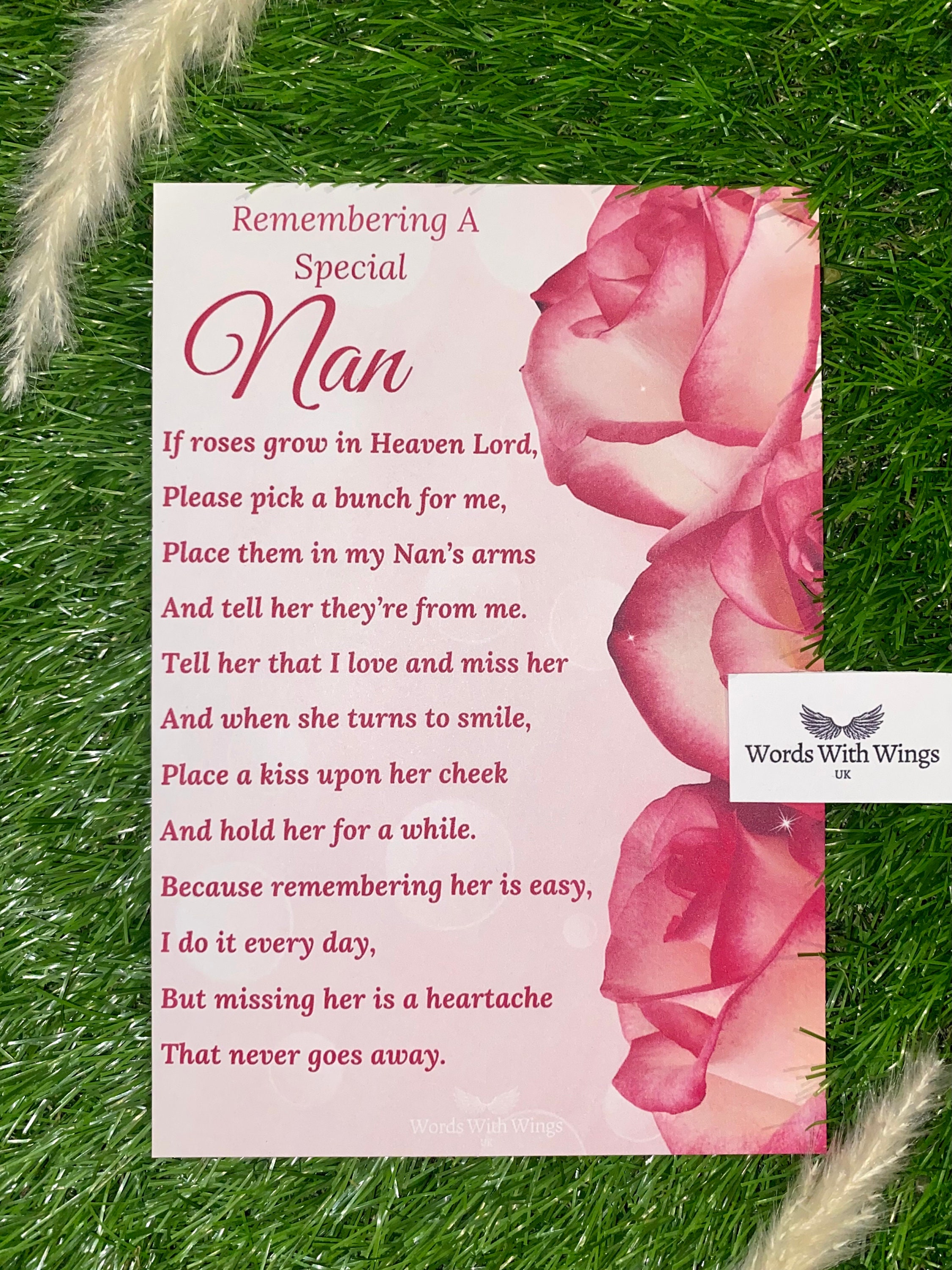 Remembering A Special Nan Grave Card Nan Funeral Tribute Etsy UK