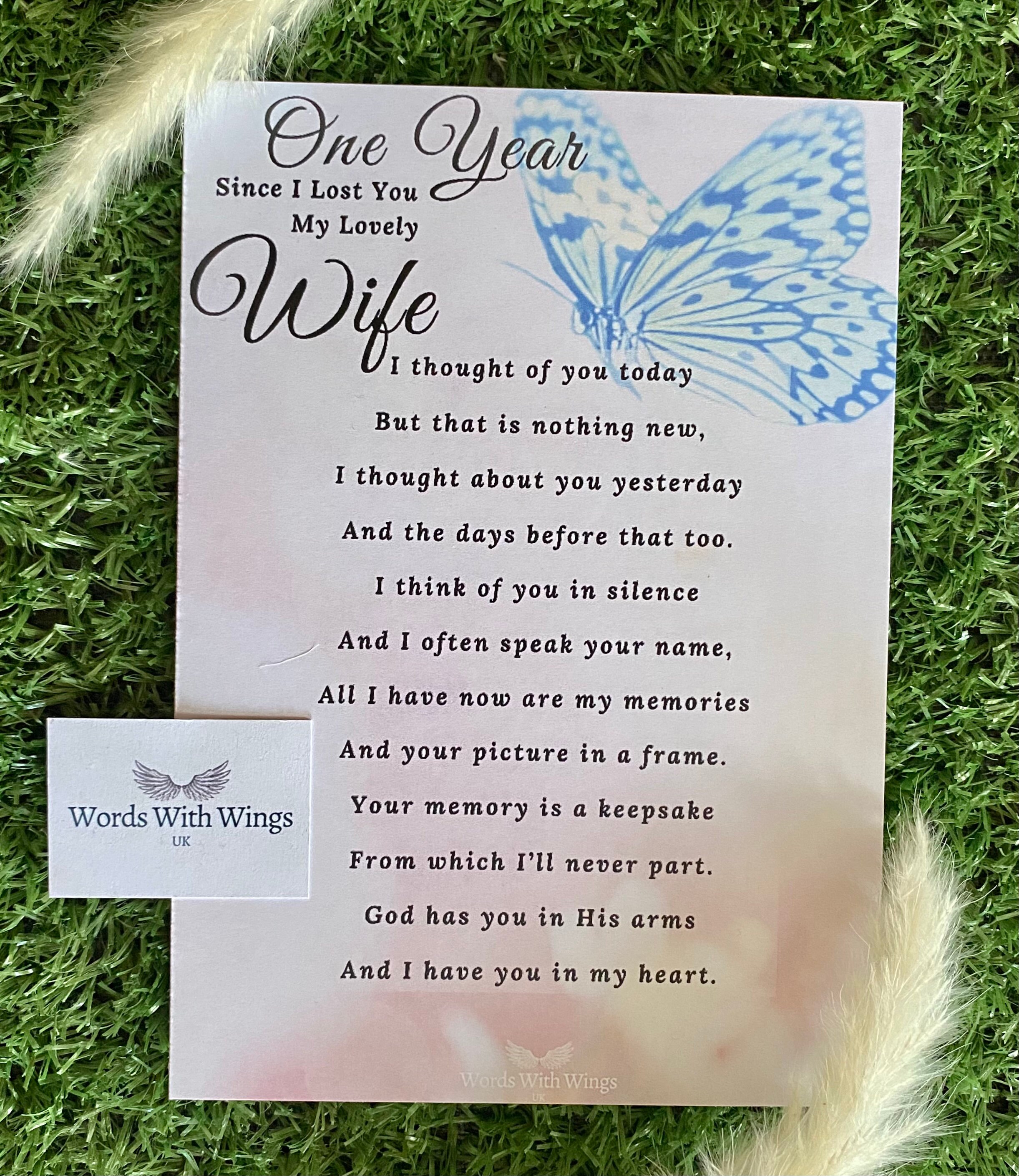 One Year Since I Lost You Lovely Wife | Grave Card | Memorial Card ...