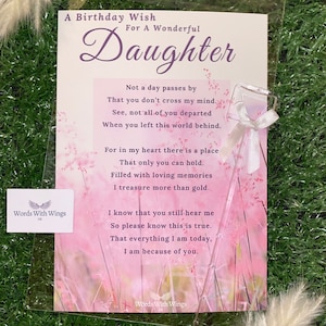 A Birthday Wish for A Wonderful Daughter Grave Card Memorial Card Grave ...