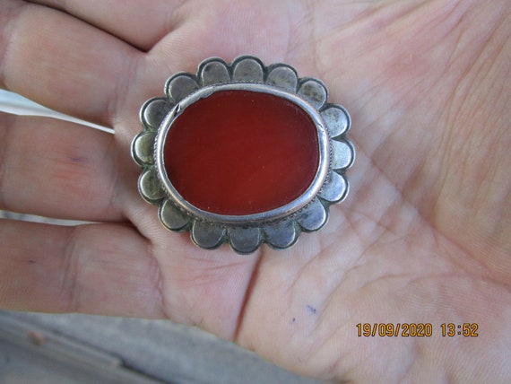 Antique rare buckle carnelian silver 18th century