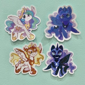 Princess Celestia and Luna, Day Breaker and Nightmare Moon Glossy Vinyl Stickers