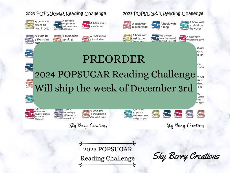 PREORDER 2024 POPSUGAR Reading Challenge Stickers Reading Challenge