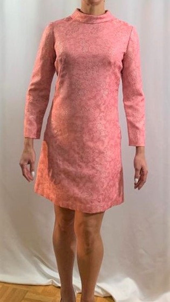 Mod Pink and Silver Lame’ 1960’s Dress