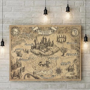 Wizard Map Canvas Poster, Movie Series Map Canvas, Fantasy Movie Series Canvas Wall Art, Wizard Printed Canvas, Wizard Wall Art