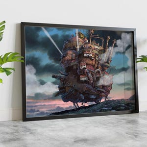 Howl&#39;s Moving Castle Art Print, Sophie and Howl Art, Anime Wall Art, Ghibli Inspired Decor, Howls Moving Castle Poster