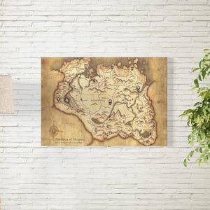 Skyrim Map Print, The Elder Scrolls Map, Map of Tamriel Canvas, Province Of Skyrim Poster, Game Art Map, Game Poster Gift, Vintage Wall Art
