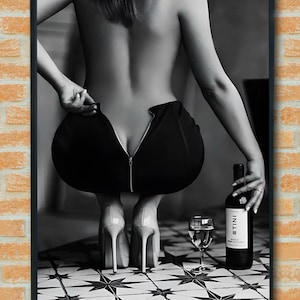 Woman with wine glass Poster, Black and White, Fashion Photography, Bar Cart Print, Alcohol Wall Art, Feminist Poster, Teen Girl Room Decor