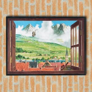 Howl&#39;s Moving Castle Canvas Wall Art,Howl&#39;s Moving Castle Poster, Anime Wall Art, Anime Wall Decor, Ghibli Poster, Anime Poster,Hayao Studio