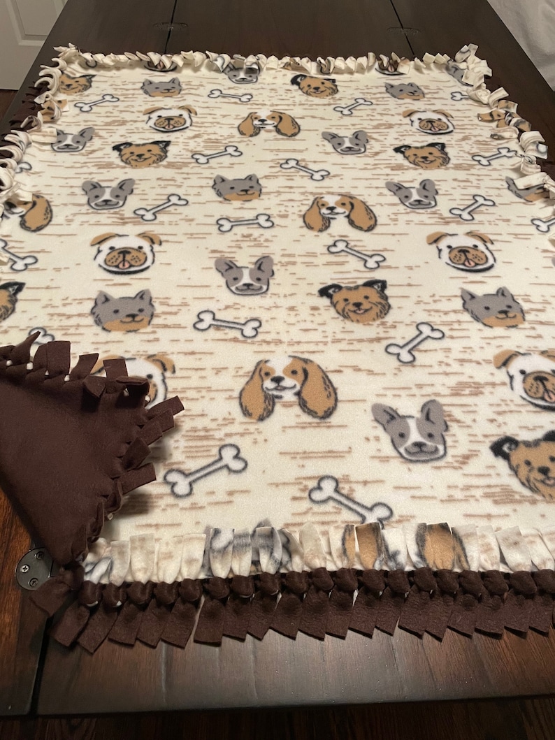 40x32 Nosew Fleece Dog Blanket, Knotted Fleece Blankets, Various