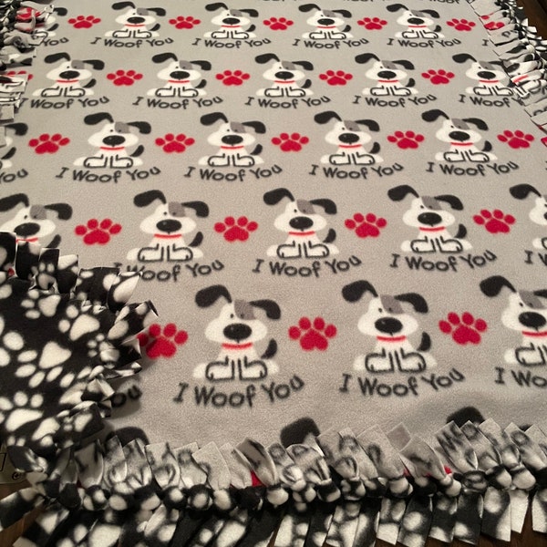 40"x32" No-Sew Fleece Dog Blanket, Knotted Fleece Blankets, Various Prints for Your Selection,  Check Out All the Cute Dog Prints